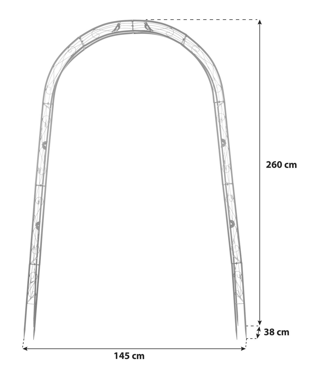 Rosenbogen Stahl Mira Bxh: 145x260 Cm - Anthrazit, MODERN, Metall (145/260/38cm) - Gardenson