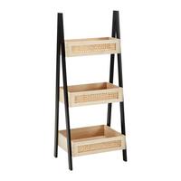 Regál DENIS - černá/přírodní barvy, Moderní, dřevo/kompozitní dřevo (45/110/35cm) - Bessagi Home