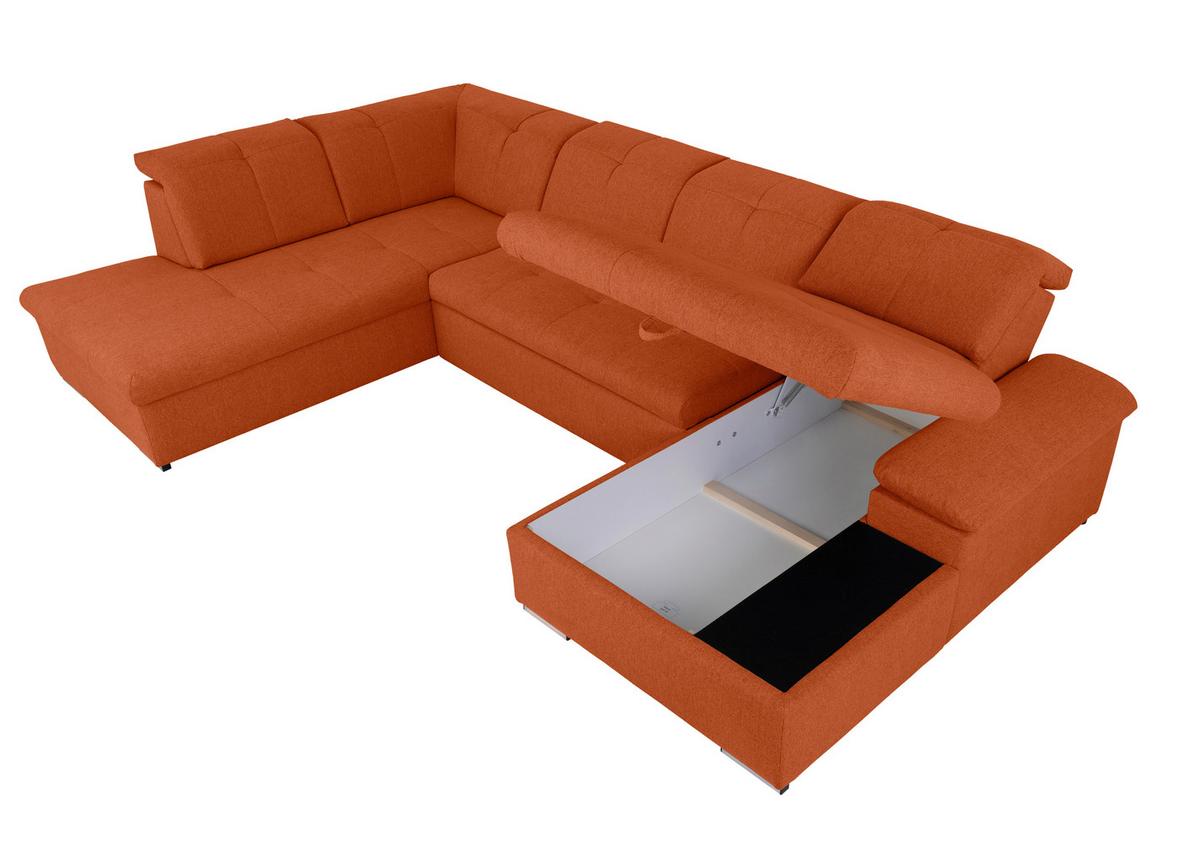 Wohnlandschaft Ramzes Terracotta U: 215x328x173 cm - Beige/Terracotta, Design, Textil (215/328/173cm) - MID.YOU