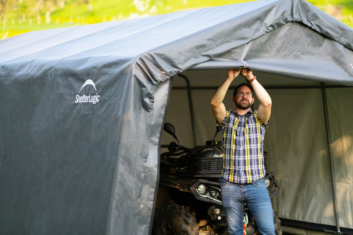 Zeltgarage Weidezelt Garage 18 M² - Grau, Basics, Kunststoff (370/260/490cm)