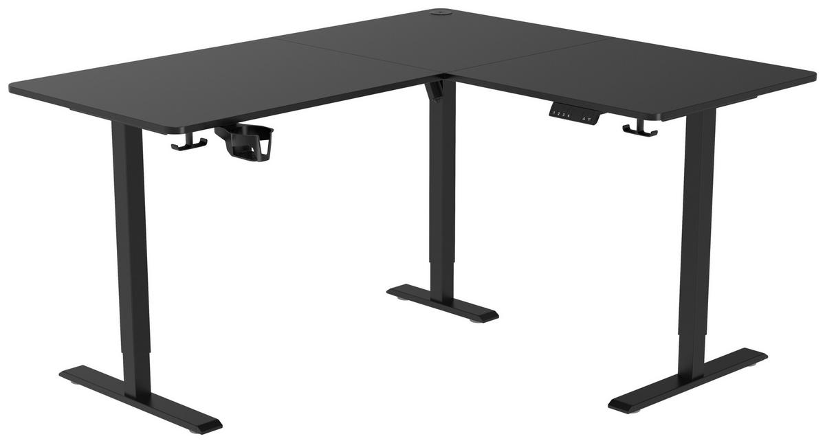 Eckschreibtisch Nimi Schwarz L: 160cm - Schwarz, MODERN, Holzwerkstoff/Kunststoff (160/140/72-117cm) - Livetastic