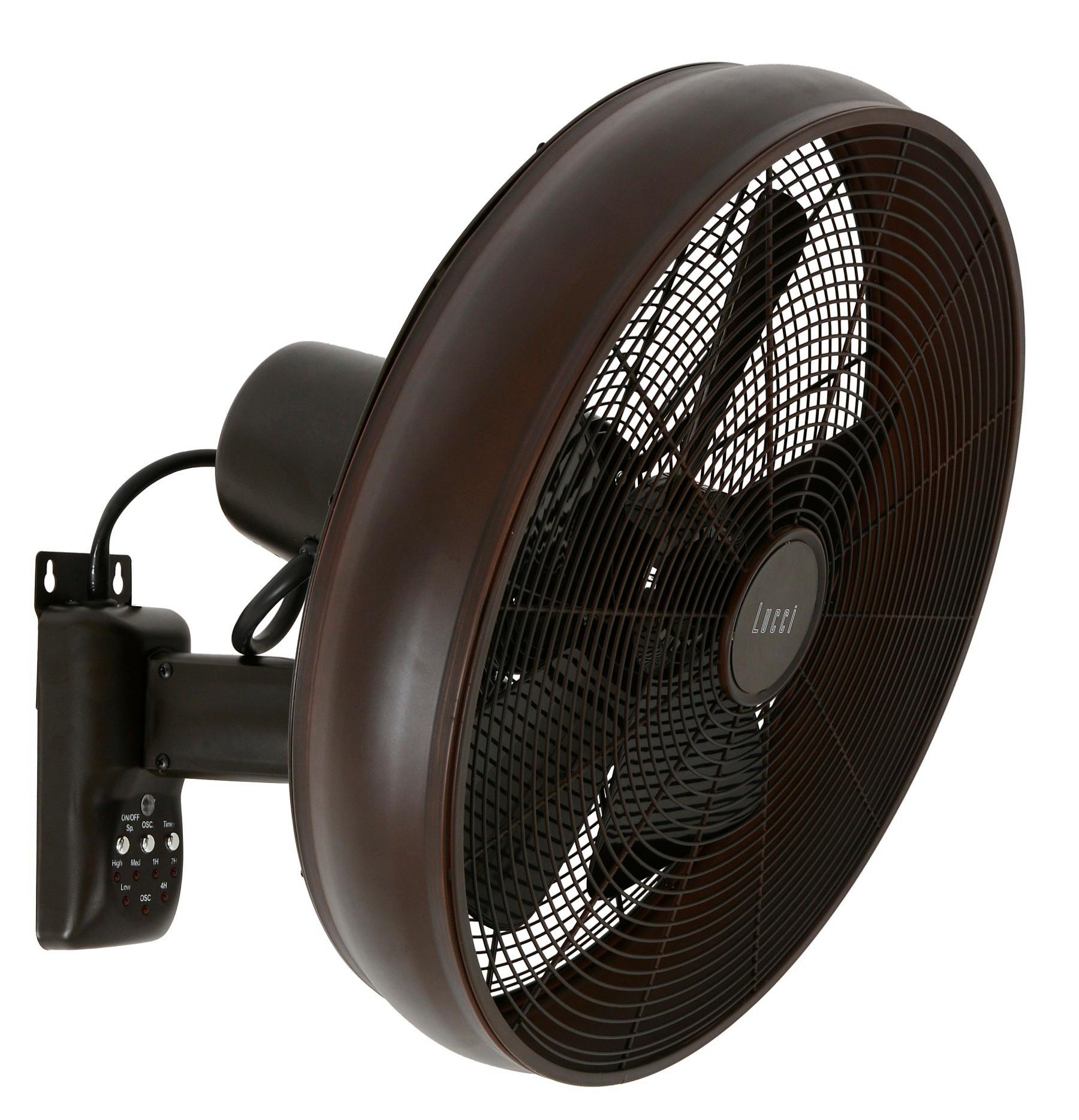 Wandventilator Wall Fan 5- Flügel inkl. Fernbedienung - Schwarz/Bronzefarben, Basics, Kunststoff/Metall (46/46/40cm) - P & B