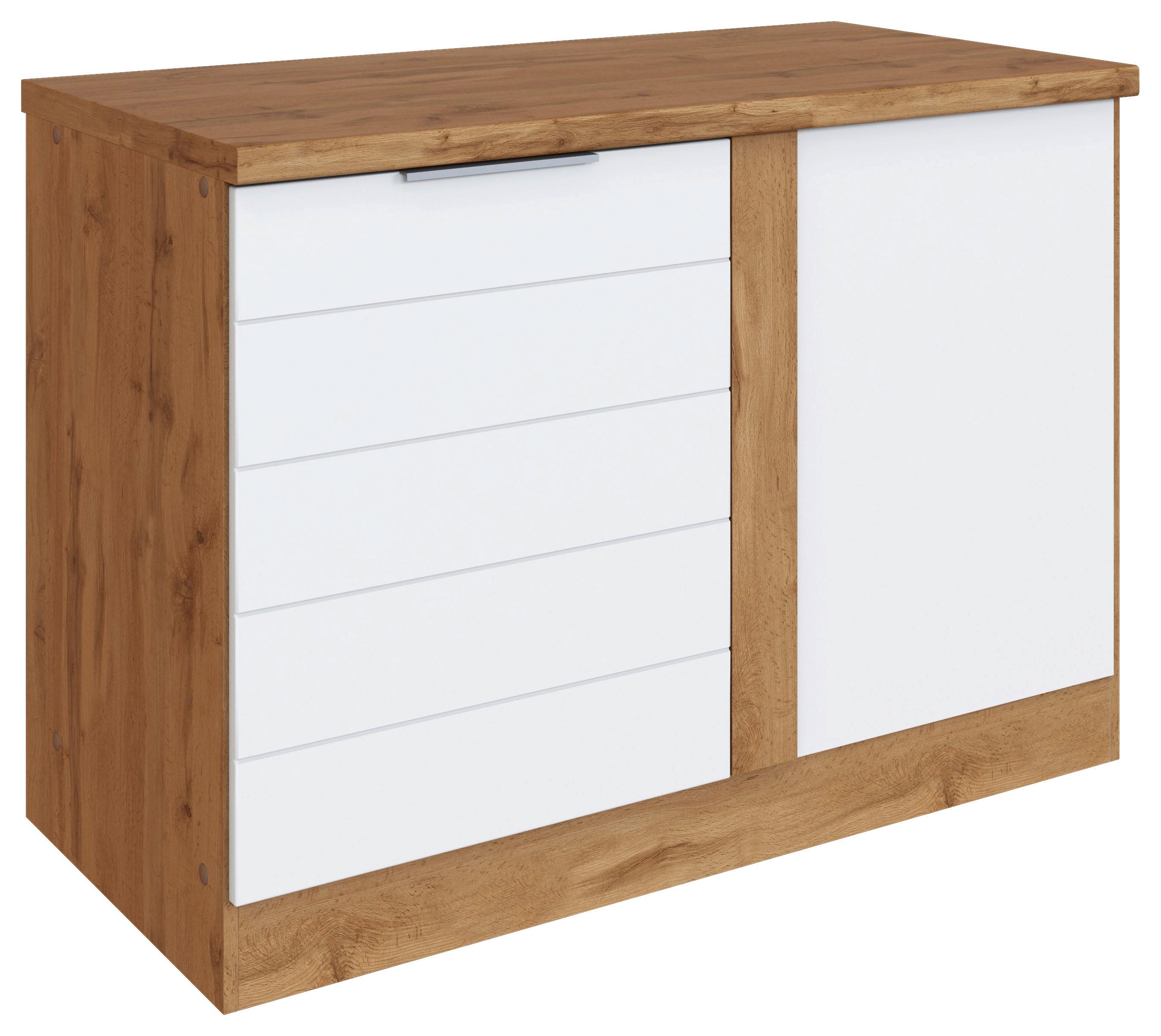 Eckunterschrank Florenz B: 120 cm Weiß/Eiche Dekor 1 Tür