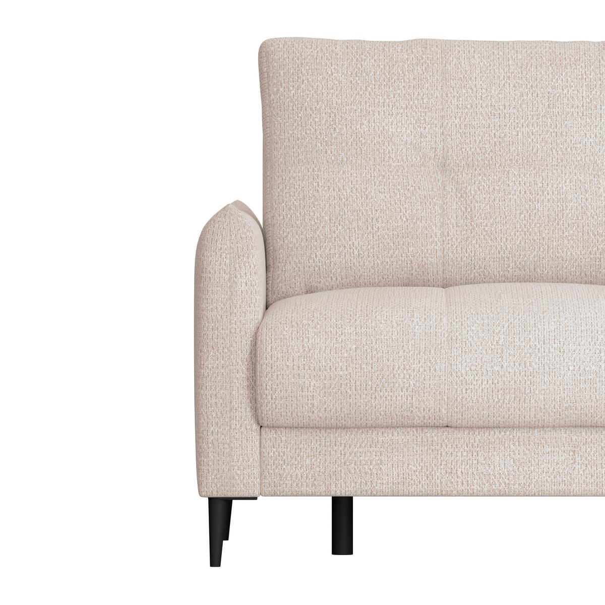 Ecksofa Polis Webstoff creme, 221x142cm - Creme/Schwarz, Trend, Textil (221/142cm) - Ondega
