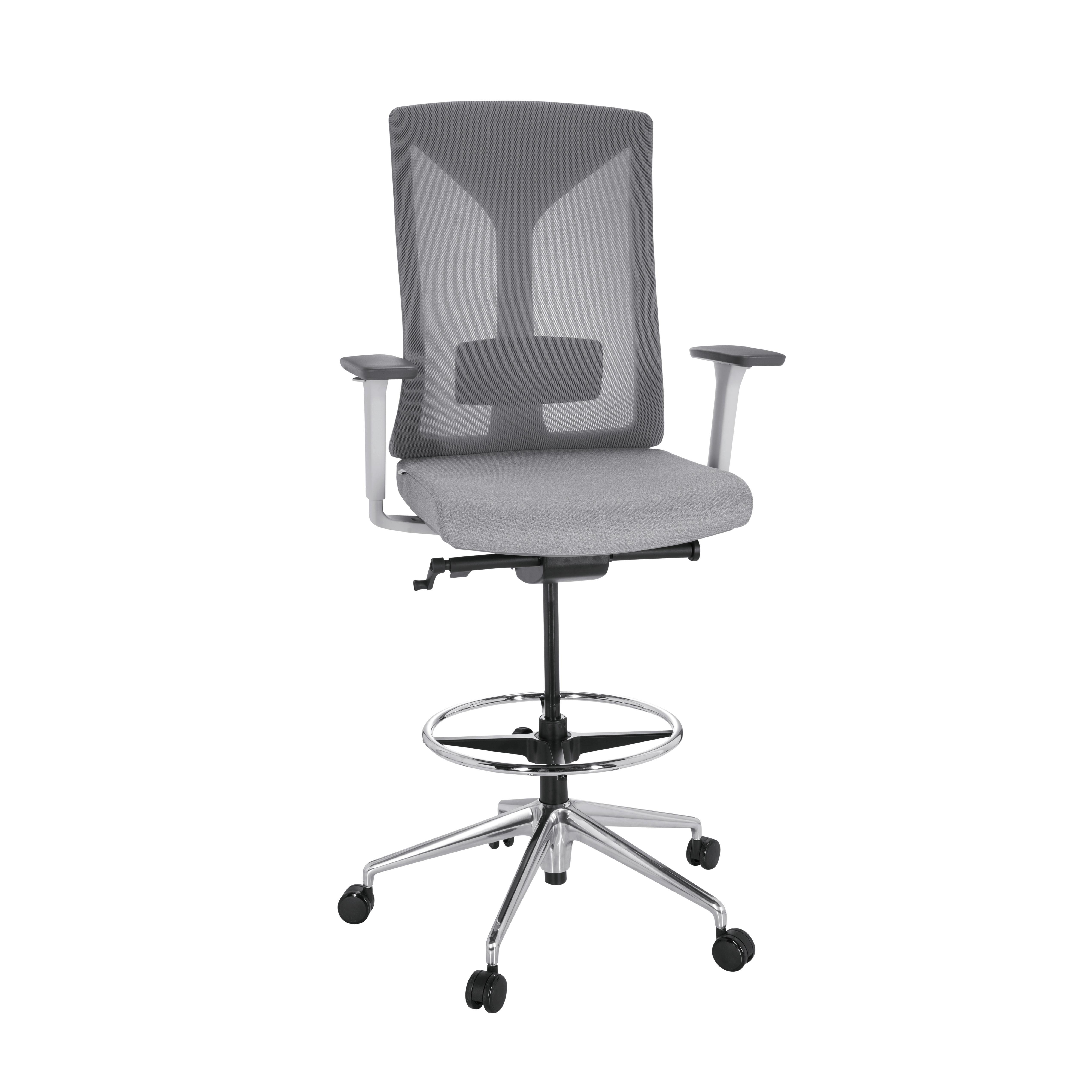 Bürostuhl Halifax Work Grau Bis 150 Kg - Silberfarben/Grau, Basics, Kunststoff/Textil (68/122/60cm) - MID.YOU