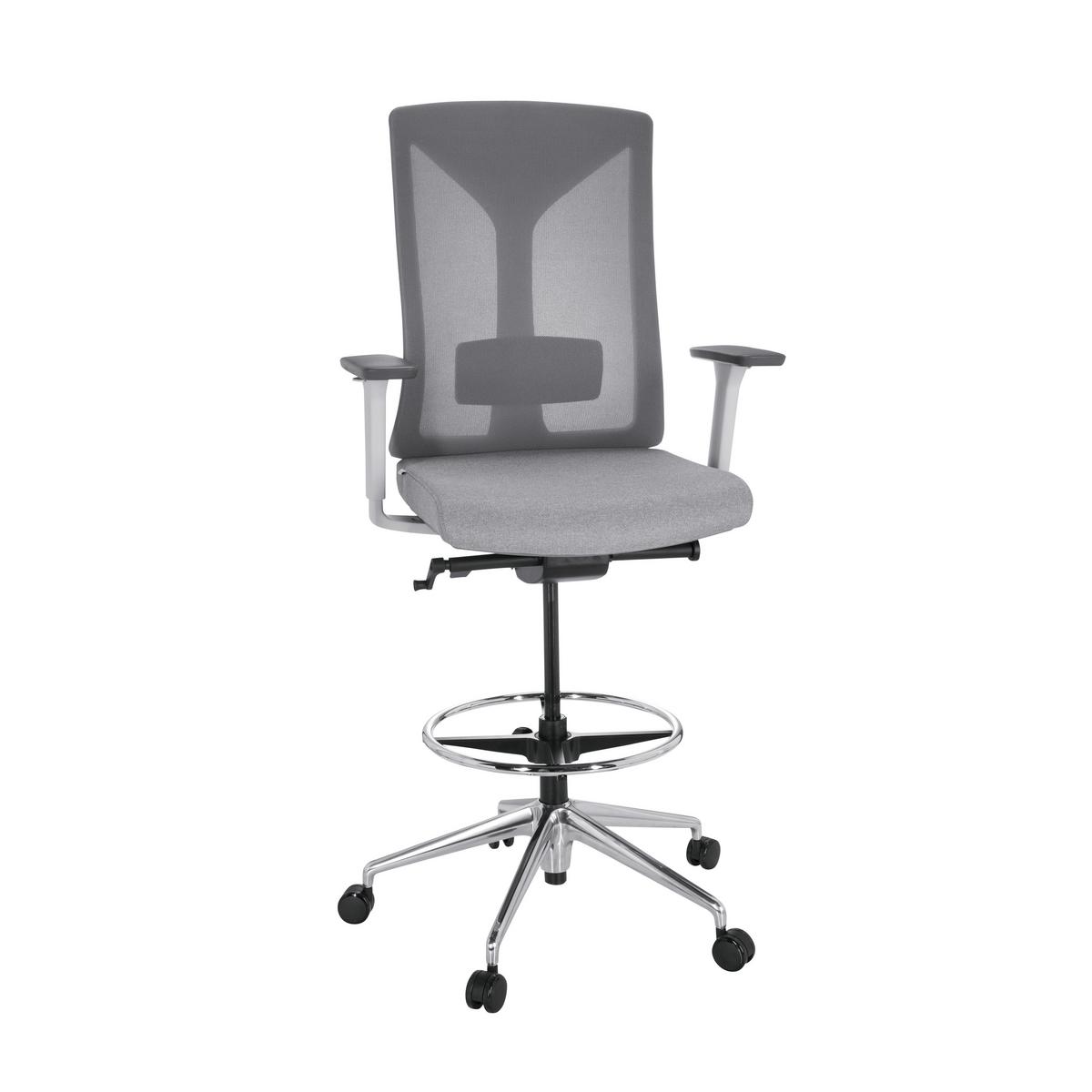 Bürostuhl Halifax Work Grau Bis 150 Kg - Silberfarben/Grau, Basics, Kunststoff/Textil (68/122/60cm) - MID.YOU