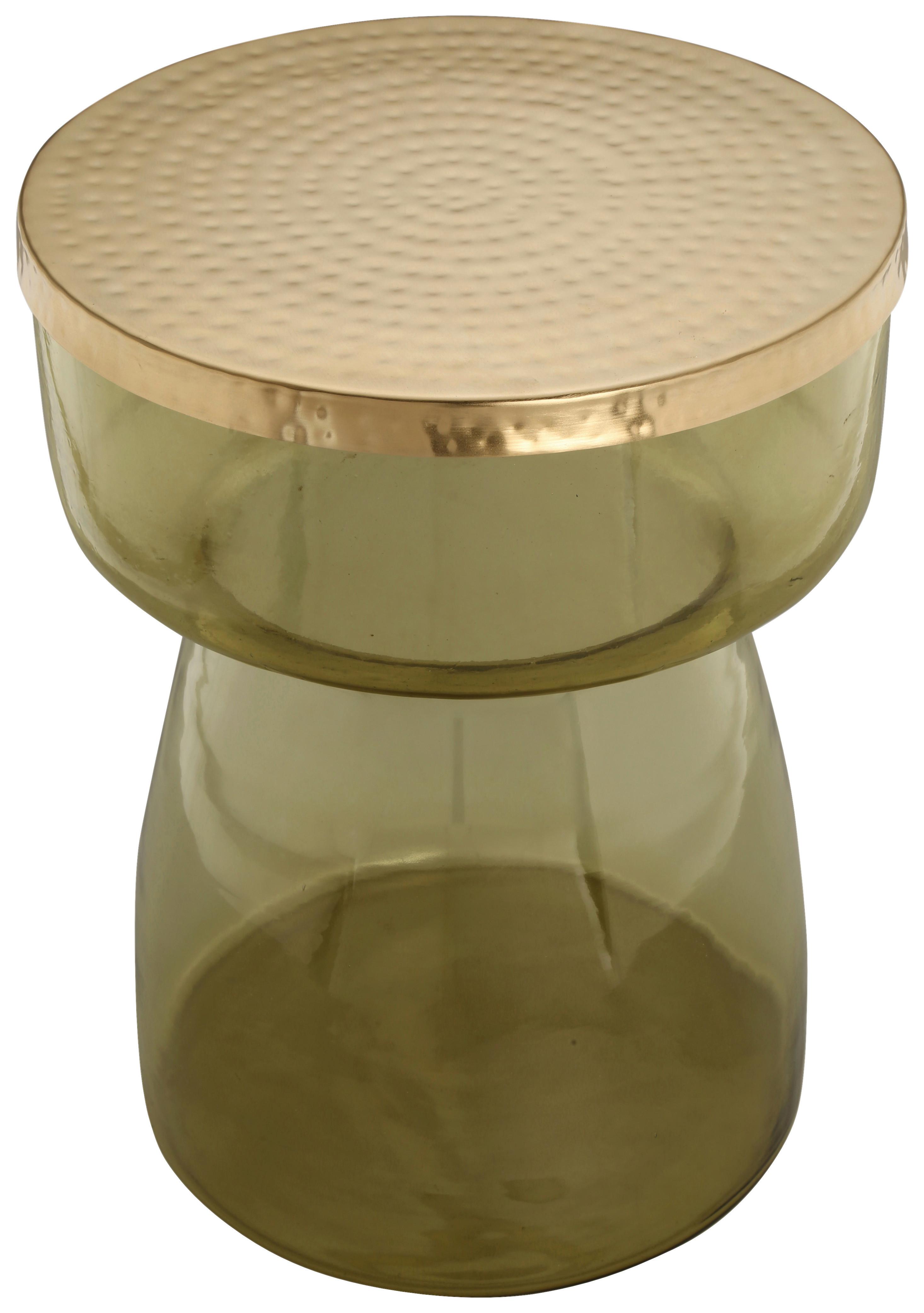 PRÍRUČNÝ STOLÍK ROMAN - zlatá/zelená, Design, kov/sklo (36/48cm) - Kayoom