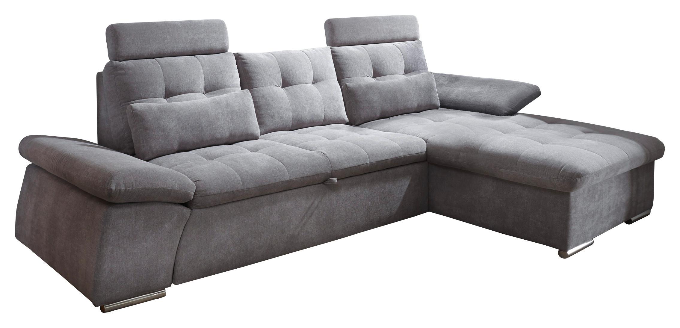 Ecksofa Mit Schlaffunktion Nalo Longchair, Webstoff - Dunkelgrau/Silberfarben, KONVENTIONELL, Holzwerkstoff/Textil (268/170cm) - MID.YOU