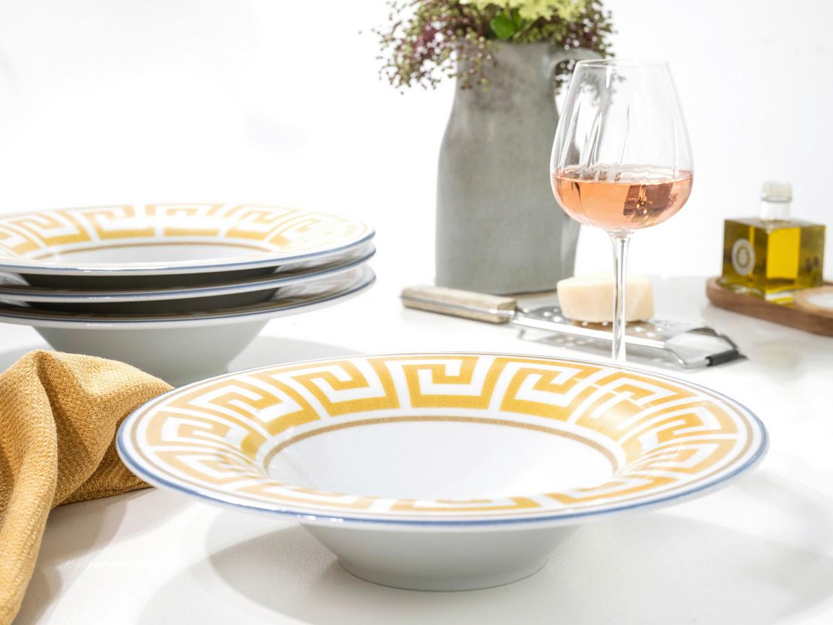 Pastatellerset Athena Keramik, Weiß/Honig - Weiß/Honig, Basics, Keramik (30cm) - Creatable