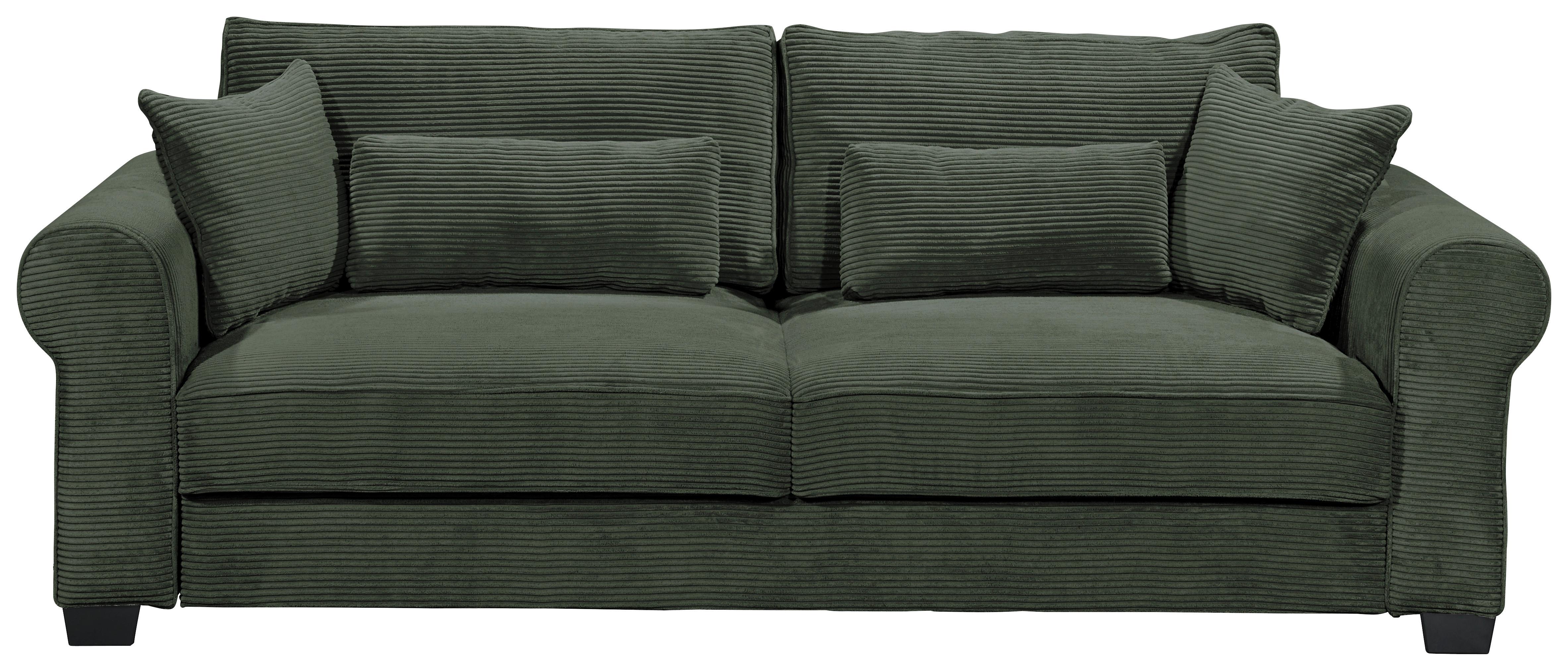 3-Sitzer-Sofa mit Schlaf- funktion Angelina Dunkelgrün - Dunkelgrün/Schwarz, Basics, Textil (250/95/125cm) - MID.YOU