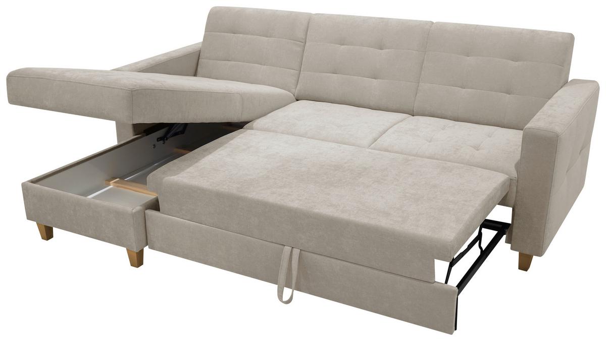 Rohová sedačka BJORN, obojstranná, krémová ženilka - krémová/prírodná farba, Design, drevo/textil (160/231cm) - Luca Bessoni