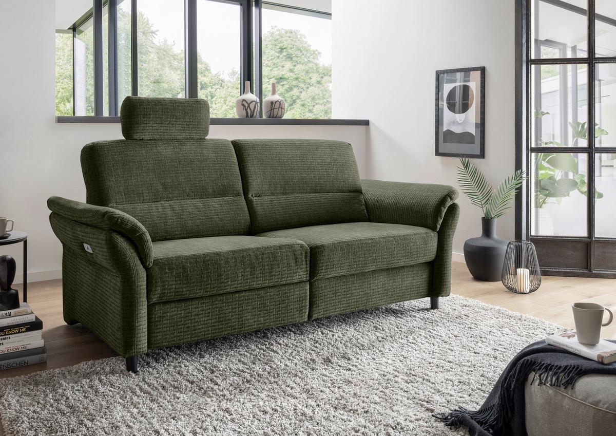 3-Sitzer-Sofa Cavoli, Olivgrün L B: 192 cm - Schwarz/Olivgrün, MODERN, Textil (192/90/89cm) - Livetastic