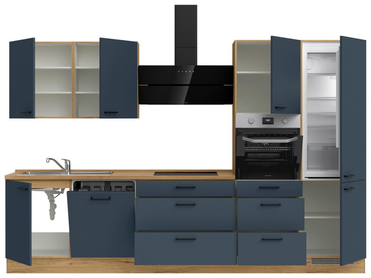 Küchenleerblock Easytouch High-Line, H8 Rechts - Blau/Eichefarben, MODERN, Holzwerkstoff (330cm) - Nobilia