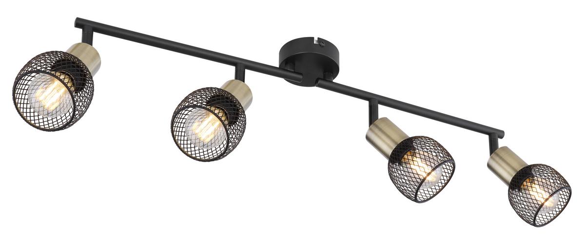 Strahler Fiastra 4-Flammig verstellbar L: 60 cm - Schwarz, Basics, Metall (60/8/15cm) - Globo