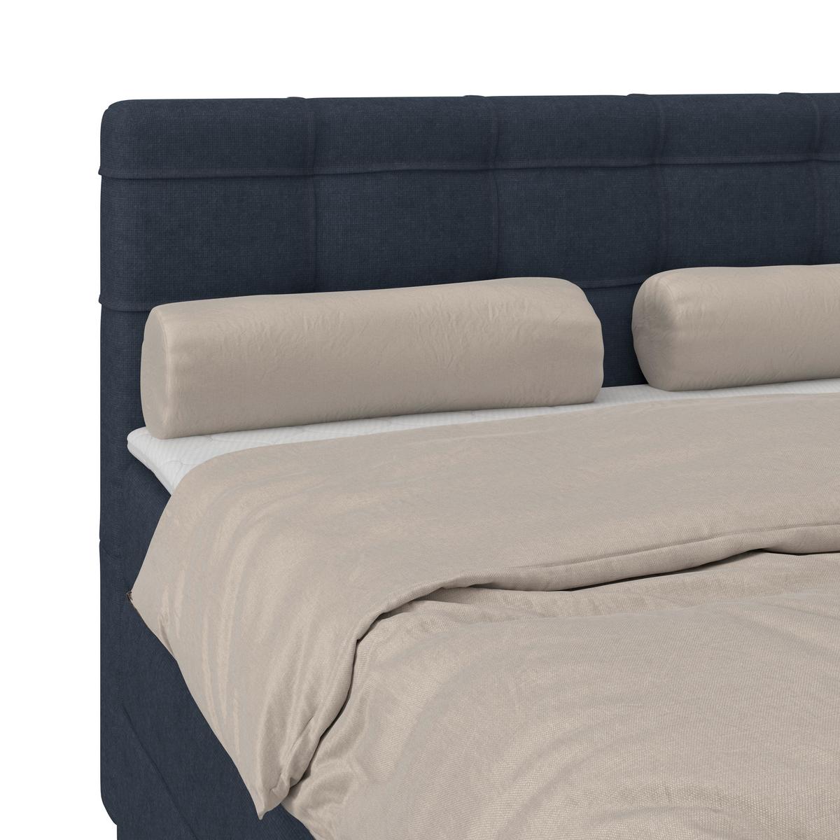 Boxspringbett MITTO Dunkelblau 140x200 cm - Schwarz/Dunkelblau, KONVENTIONELL, Textil/Metall (140/200cm)