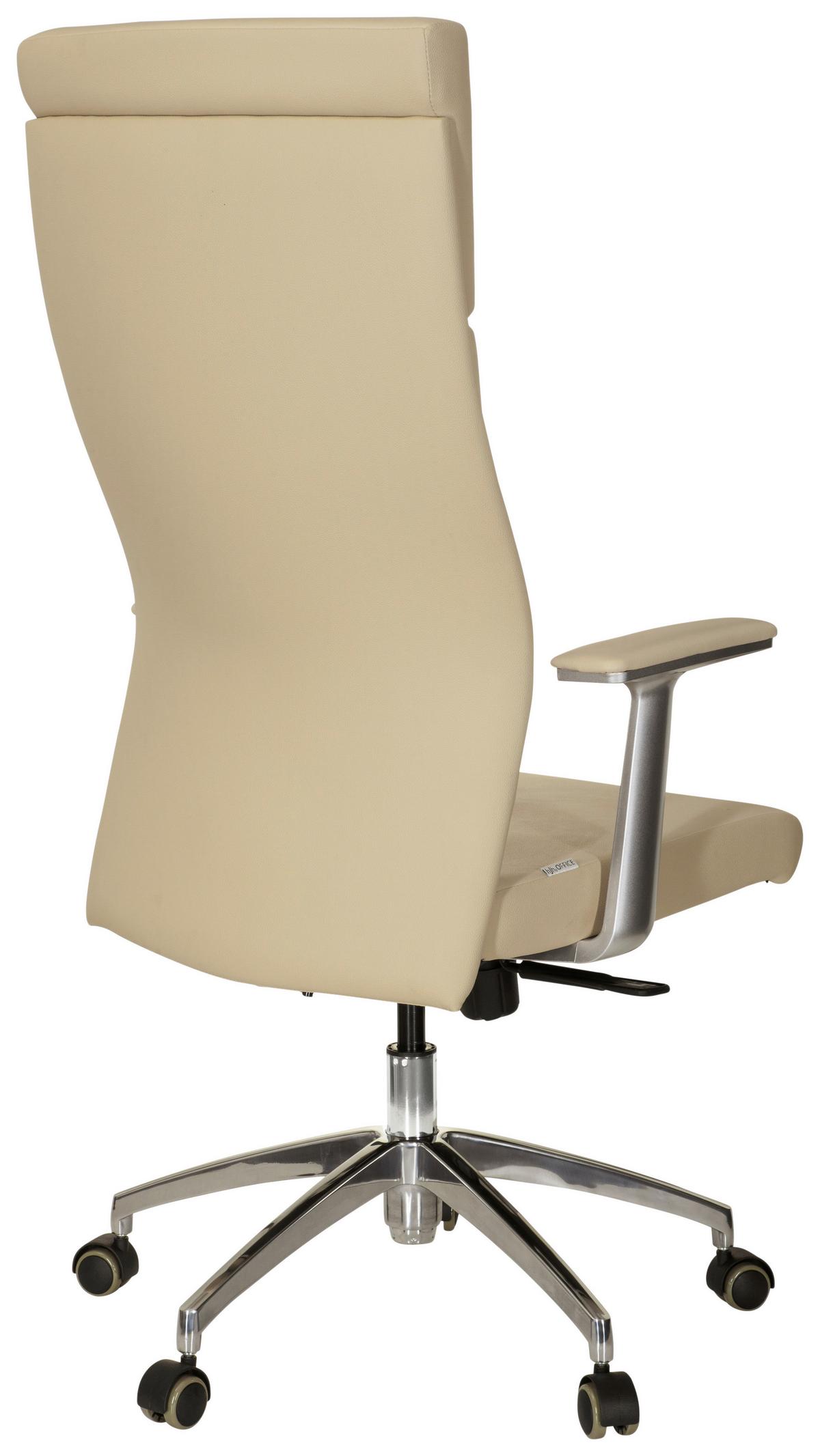Chefsessel Monza 20 Beige - Beige/Silberfarben, MODERN, Leder/Kunststoff (60/131/52cm) - MID.YOU