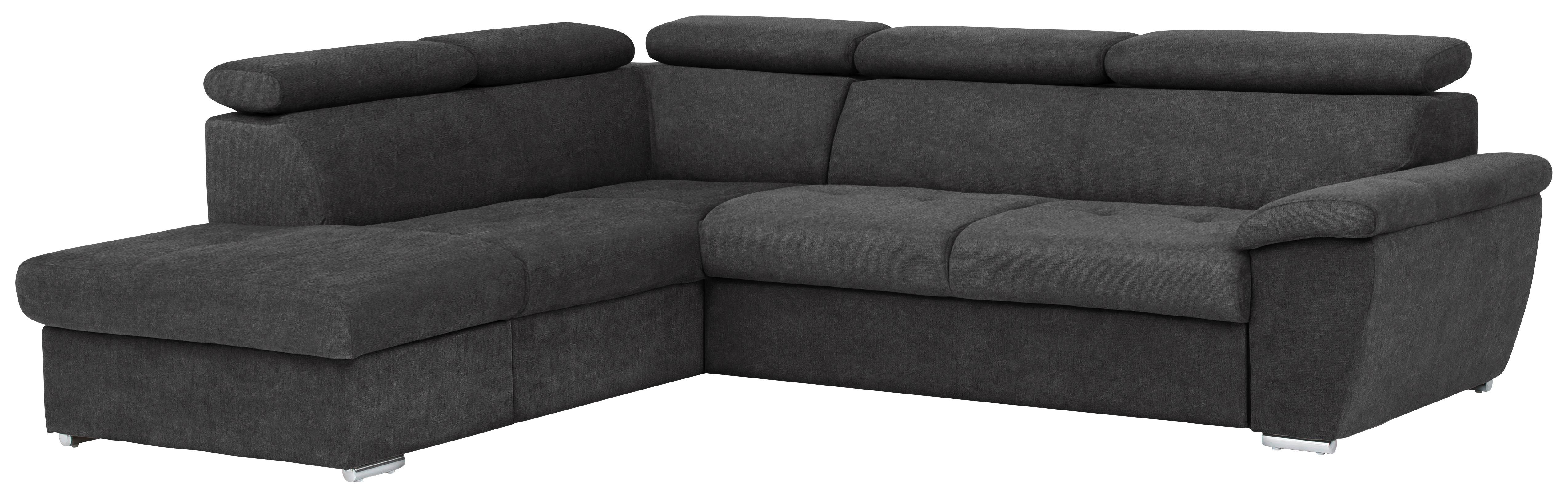 Ecksofa Mit Schlaffunktion Antero Und Bettkasten Schwarz - Chromfarben/Schwarz, Design, Textil (216/262cm) - Livetastic