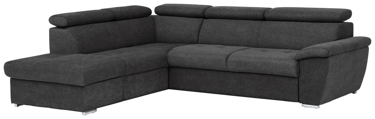 Ecksofa Mit Schlaffunktion Antero Und Bettkasten Schwarz - Chromfarben/Schwarz, Design, Textil (216/262cm) - Livetastic