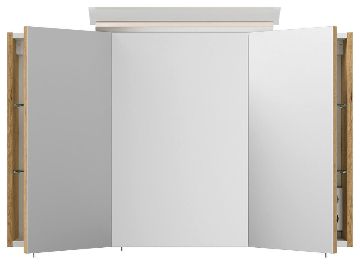 Spiegelschrank Eiche Dekor B: 100 cm - Eichefarben, MODERN, Glas/Holzwerkstoff (100/62/17cm) - MID.YOU