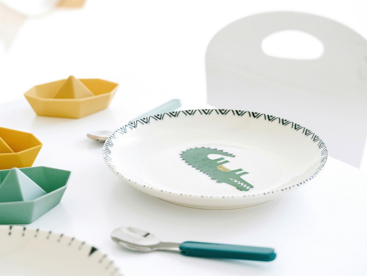 Kindergeschirrset 3 -Teilig. Steinzeug, Krokodil - Multicolor, Basics, Keramik - Creatable