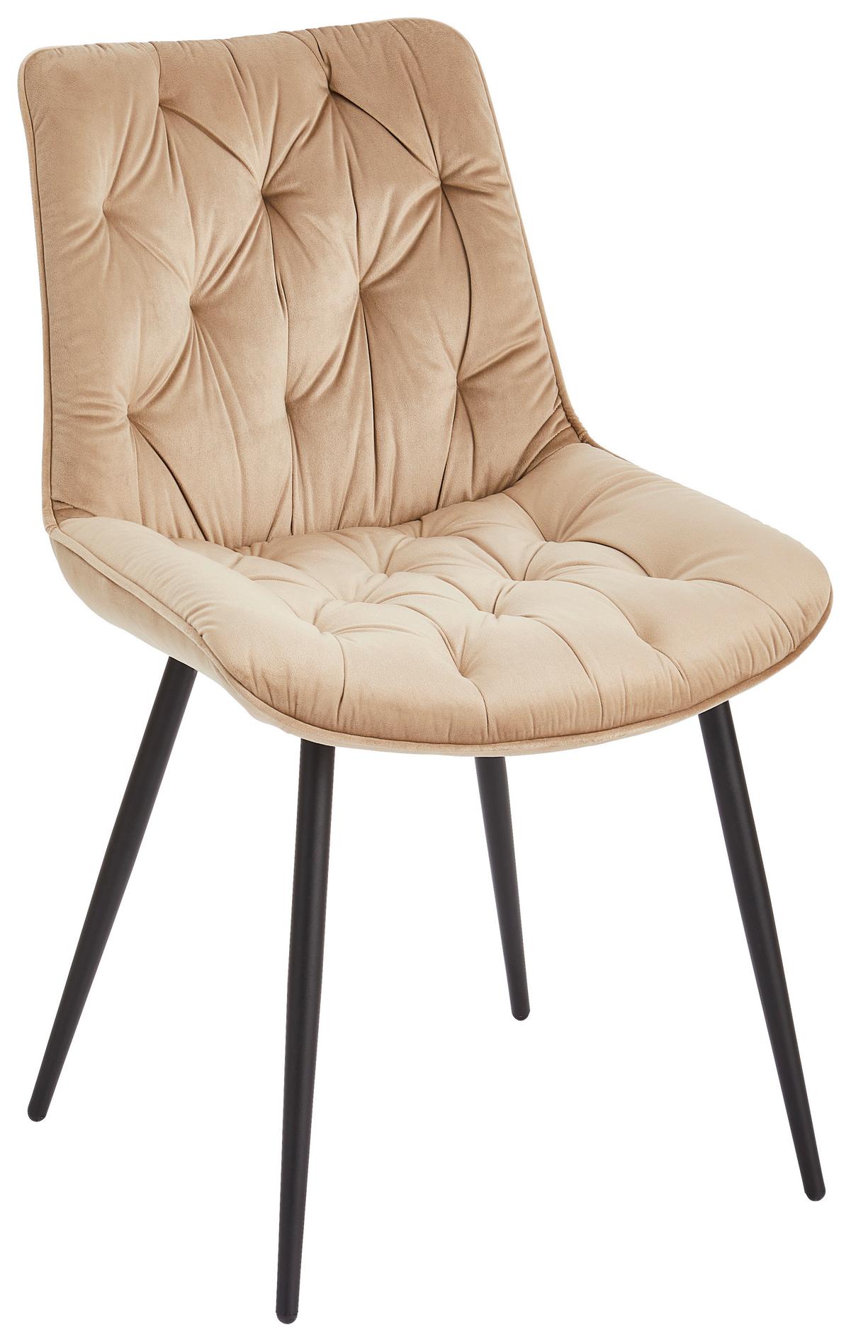Stuhl im Vintage-Design mit taupefarbener, gepolsterter Sitzschale