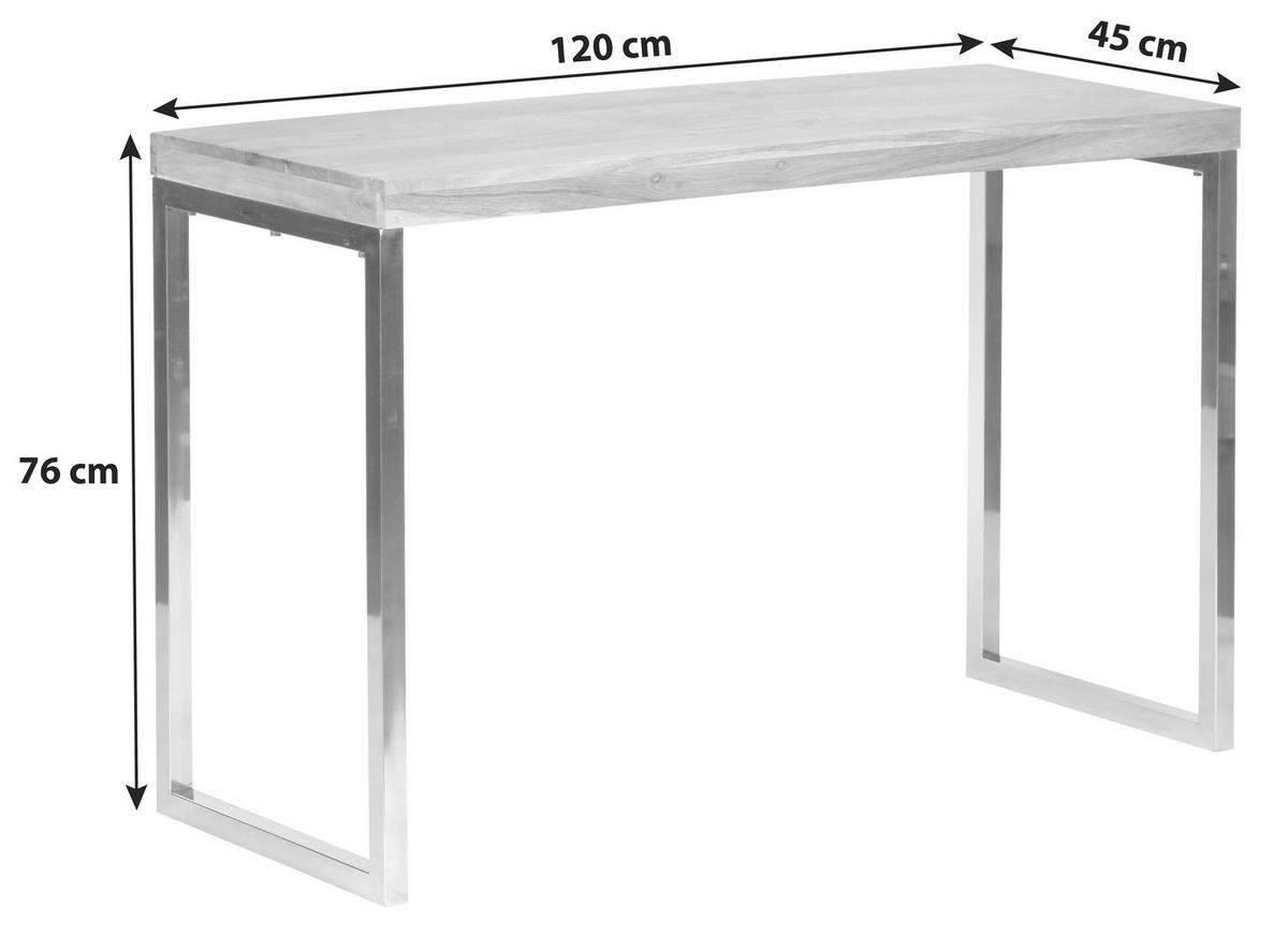 Stolík z masívneho dreva guna š: 120cm - chrómová/farba indického palisandra, Modern, kov/drevo (120/46/76cm) - MID.YOU