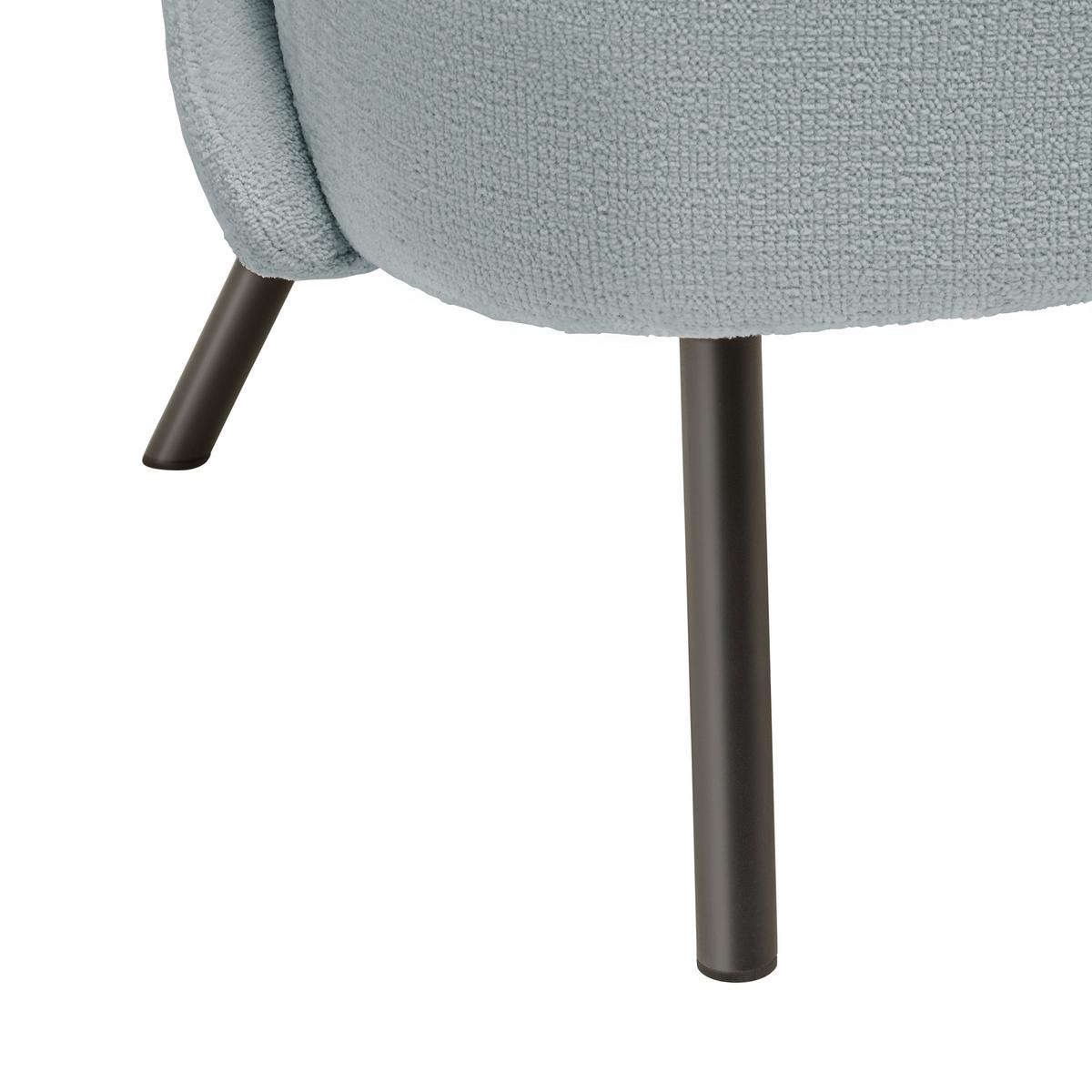 Trendové křeslo FLORIS, šedomodrá žinylka, max. 140 kg - šedomodrá/černá, Romantický / Rustikální, kov/dřevo (67/77/73cm) - Mömax