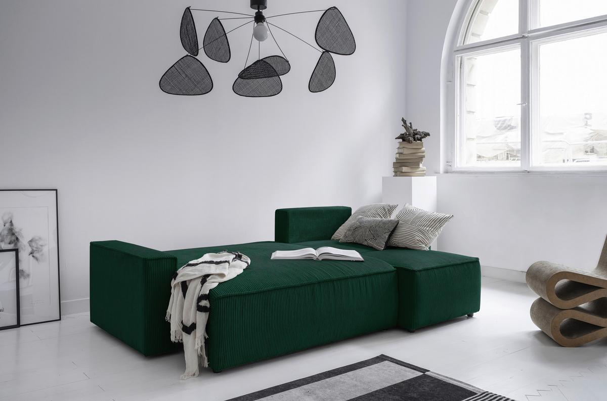 Rozkladacia sedačka OLIVER, obojstranná montáž, tm. zelená - čierna/tmavozelená, Design, textil/plast (250/156cm) - MID.YOU