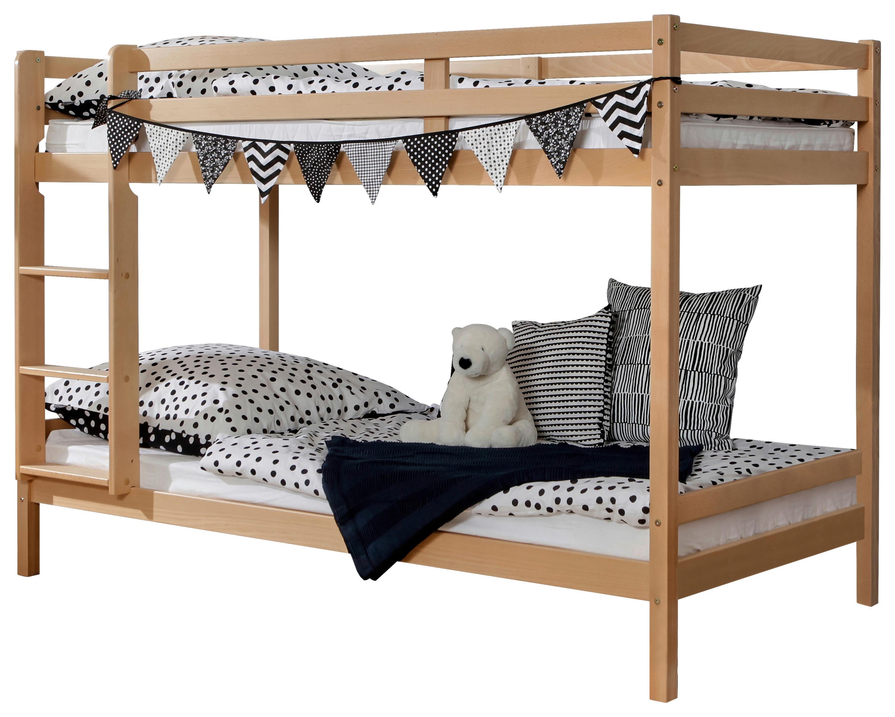 Etagenbett Rene Buche massiv mit Leiter - Buchefarben/Naturfarben, MODERN, Holz (90/200cm) - Livetastic