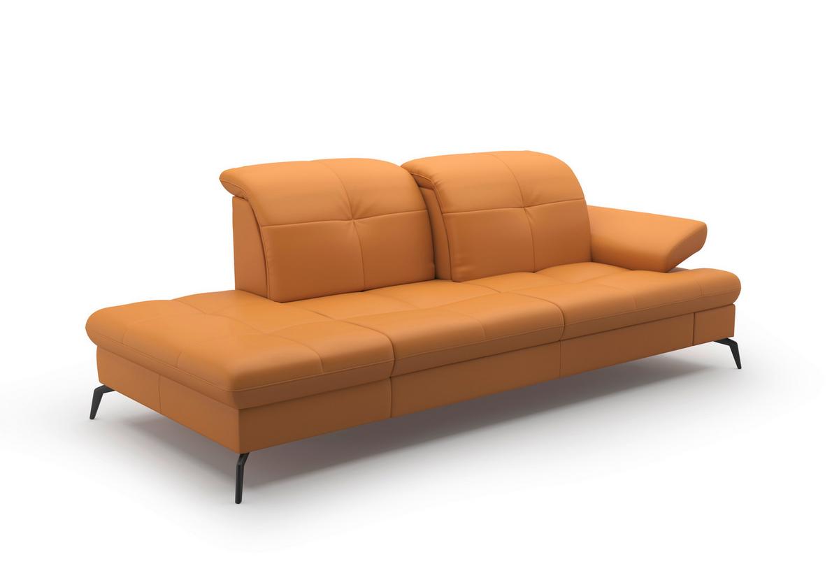 Récamiere Amica E, Currygelb B: 231 Cm - Currygelb/Schwarz, KONVENTIONELL, Leder/Textil (231/90/122cm) - Sit & More