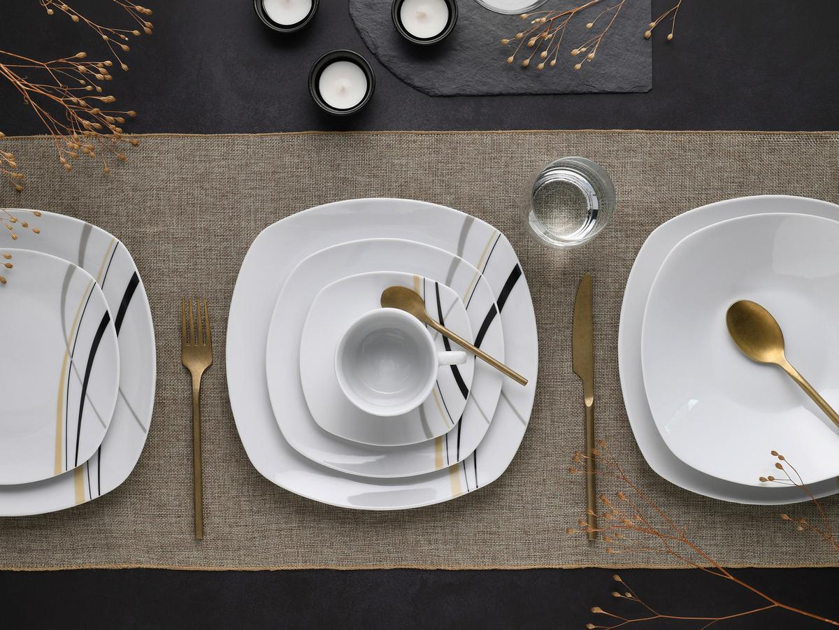 Kombiservice Square City Line 30--Teilig., Weiß - Weiß, Trend, Keramik - Creatable