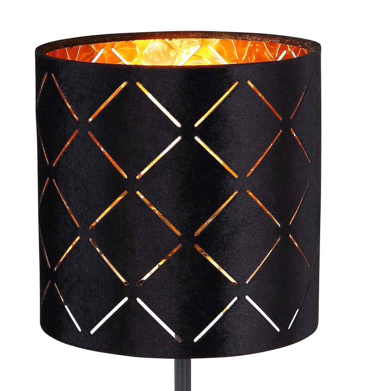 Tischlampe Schwarz Mit Wippschalter - Schwarz, Basics, Textil/Metall (15/35cm) - Globo
