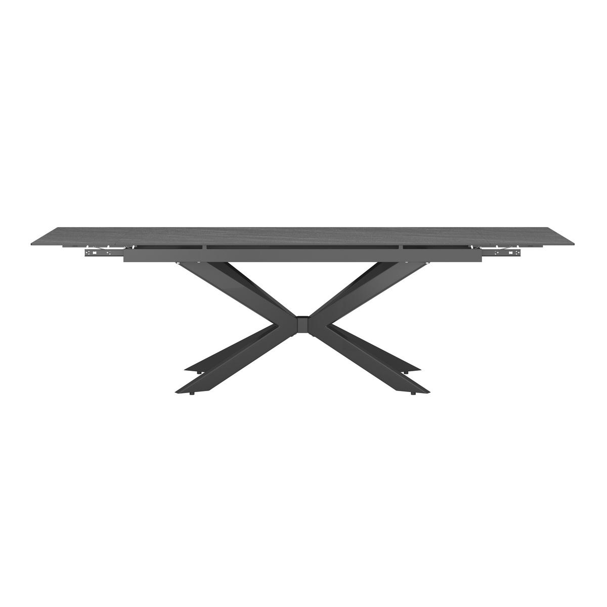 Ausziehtisch Andi Keramikplatte, Ausziehbar - Schwarz/Grau, MODERN, Keramik/Metall (180-260/76/90cm)