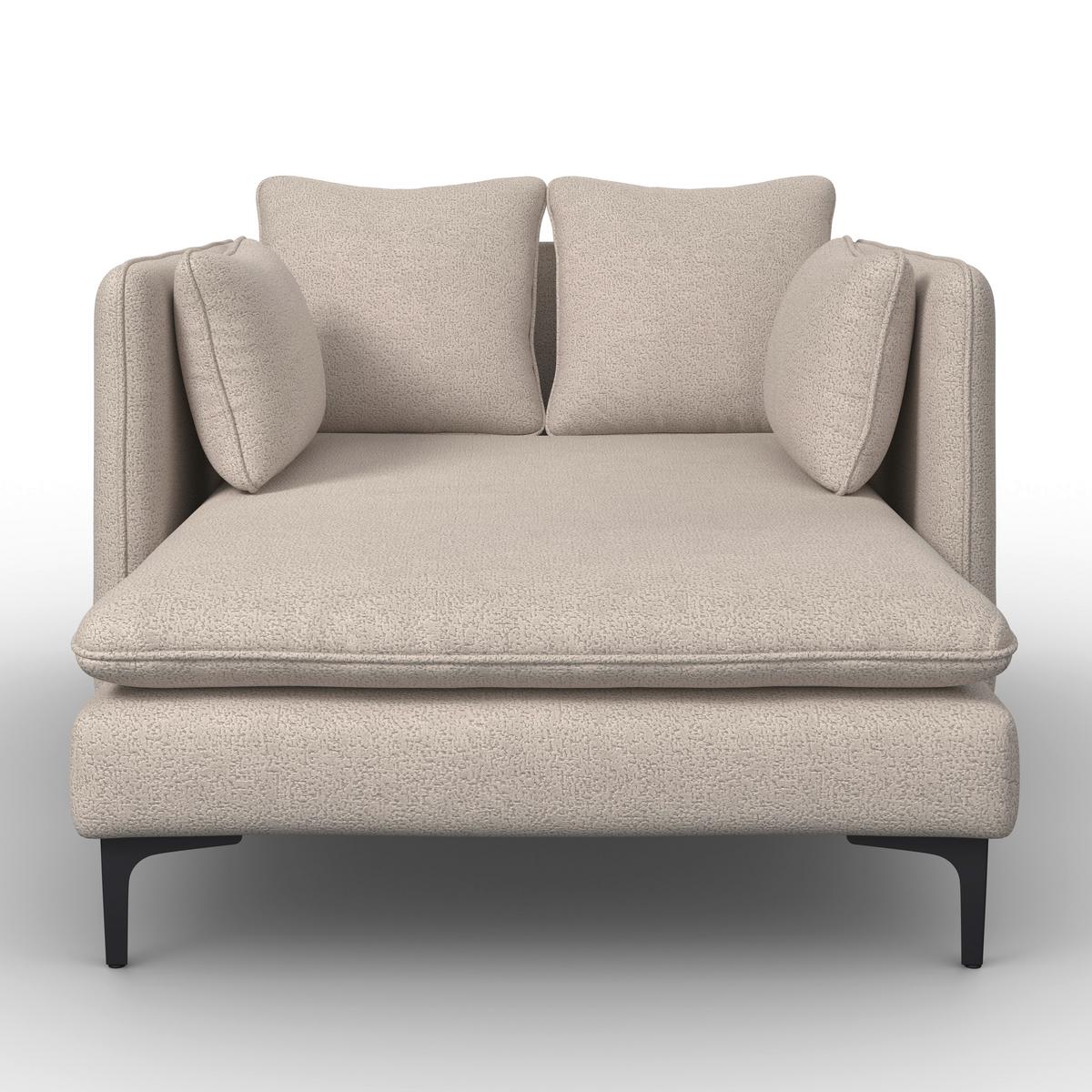 Relaxačné ležadlo SANDY, sivobéžová ženilka, max.140 kg - čierna/sivobéžová, Modern, kov/drevo (120/74/160cm) - Bessagi Home