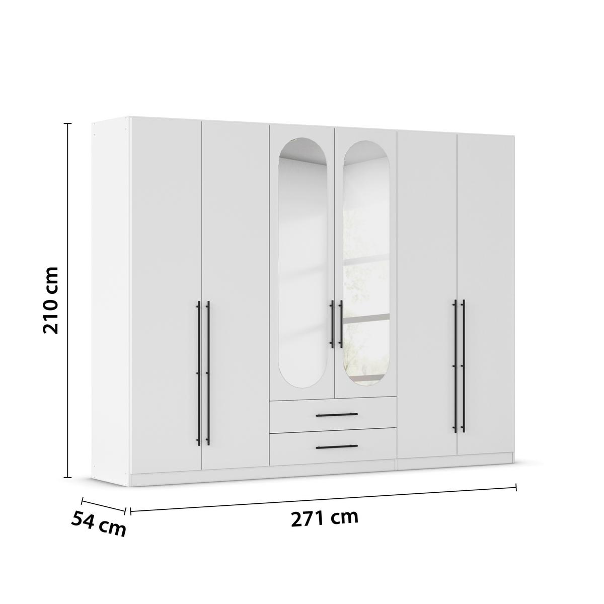 ŠATNÍ SKŘÍŇ S OTOČNÝMI DVEŘMI VELORA, šířka 271 cm - bílá/černá, Konvenční, kov/kompozitní dřevo (271/210/54cm) - Mömax