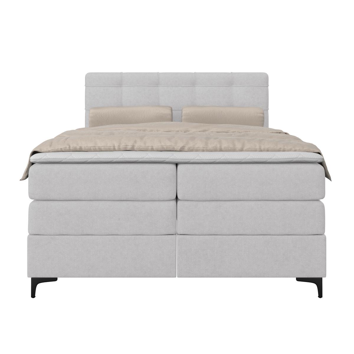 Boxspringbett MITTO Silberfarben 140x200 cm - Silberfarben/Schwarz, KONVENTIONELL, Textil/Metall (140/200cm)