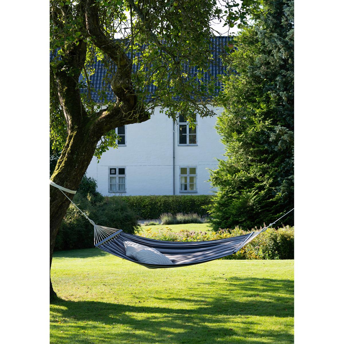 Hängematte Lamia Grau Schwarz Weiß B: 120 cm - Schwarz/Weiß, MODERN, Holz/Kunststoff (120/200cm) - MID.YOU