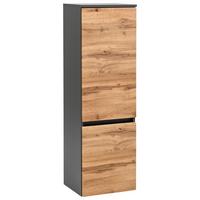 Mididschrank Kopenhagen B: 40 cm Grau/Eiche Dekor - Eichefarben/Silberfarben, KONVENTIONELL, Holzwerkstoff (40/130/35cm) - Held
