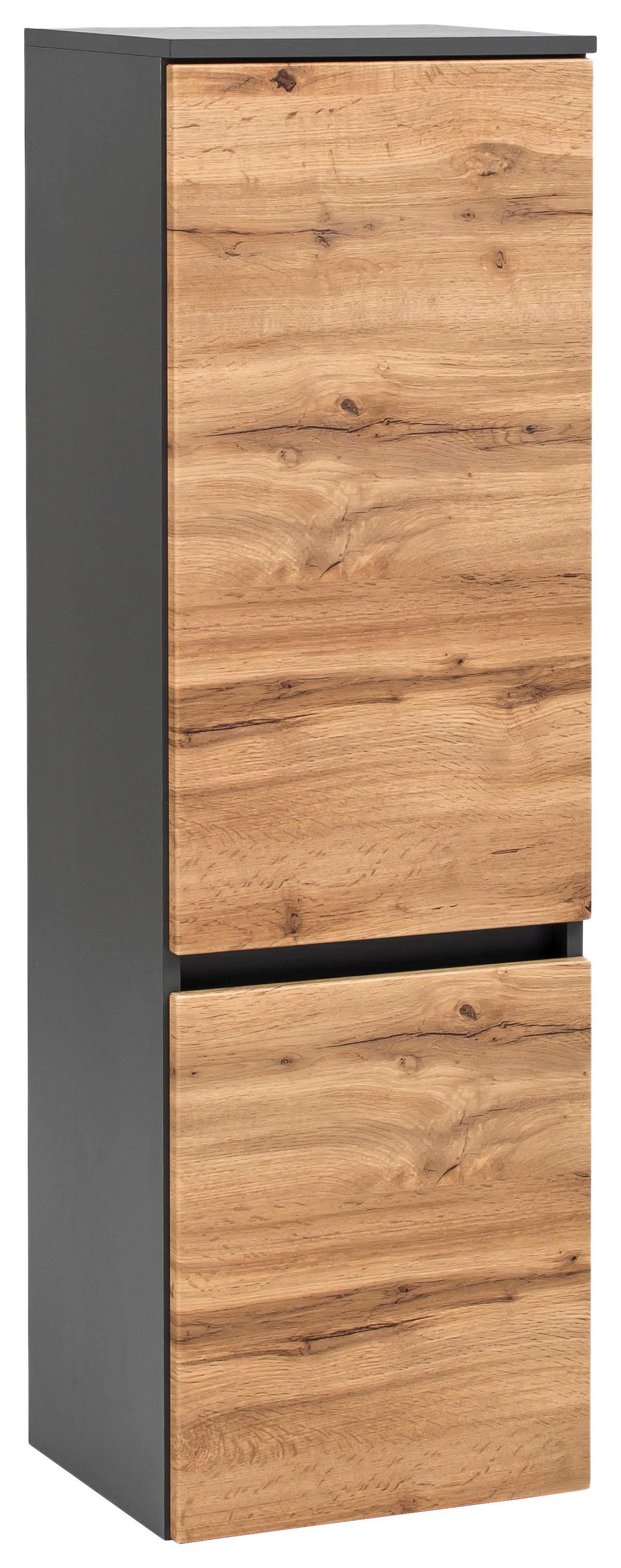 Mididschrank Kopenhagen B: 40 cm Grau/Eiche Dekor - Eichefarben/Silberfarben, KONVENTIONELL, Holzwerkstoff (40/130/35cm) - Held