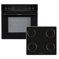 Herdset Wmoc 80 Schwarz B: 59,5 cm - Schwarz, KONVENTIONELL, Glas/Metall (59,5/59,5/55cm) - Wolkenstein