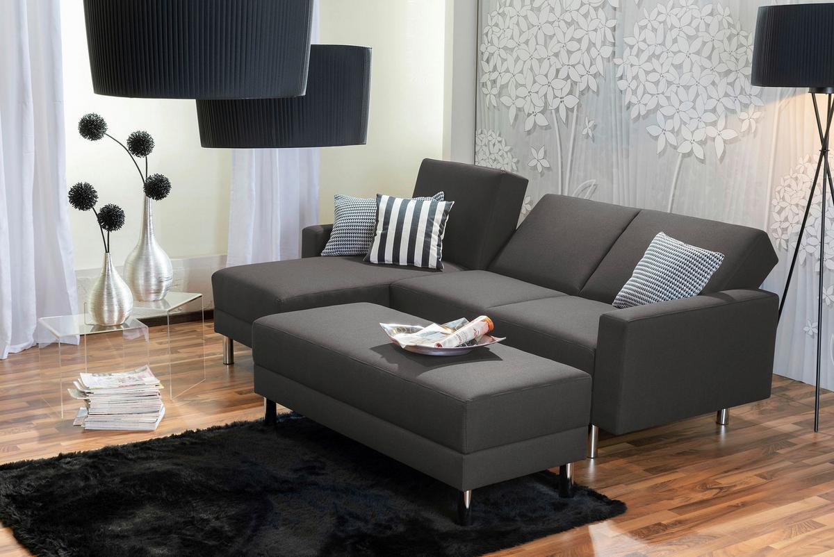 Ecksofa mit Schlaffunktion Just Fashion Anthrazit - Chromfarben/Anthrazit, KONVENTIONELL, Textil (152/230cm) - Max Winzer