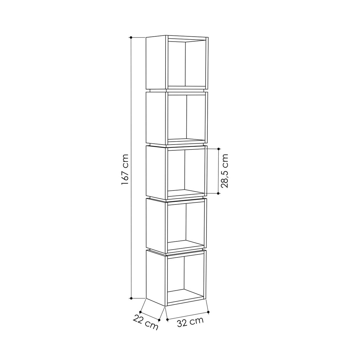 Bücherwand Multi - Beige, Design, Holzwerkstoff (32/167/22cm) - Livetastic
