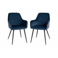 Armlehnstuhl-Set Harbo Dunkelblau B: 57 cm - Schwarz/Dunkelblau, MODERN, Textil/Metall (57/87/65cm) - MID.YOU