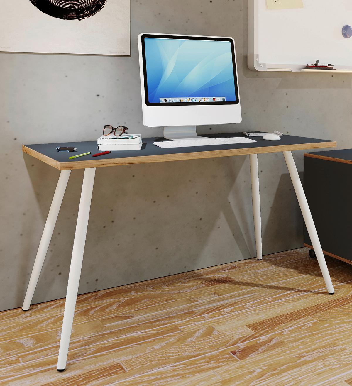 Schreibtisch Anthrazit/Eiche Dekor L:110 cm - Honigeiche/Anthrazit, Design, Holzwerkstoff/Metall (110/50/70cm) - MID.YOU