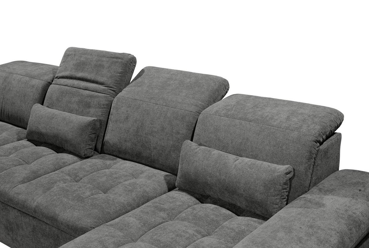 Rozkladacia sedacia súprava Wayne U, tmavosivá - strieborná/tmavosivá, Konventionell, textil/plast (240/340/188cm) - MID.YOU