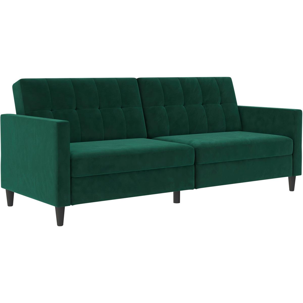 Schlafsofa Hannover Dunkelgrün, mit Schlaffunktion - Dunkelgrün/Schwarz, Basics, Textil (203/82/83cm) - Livetastic
