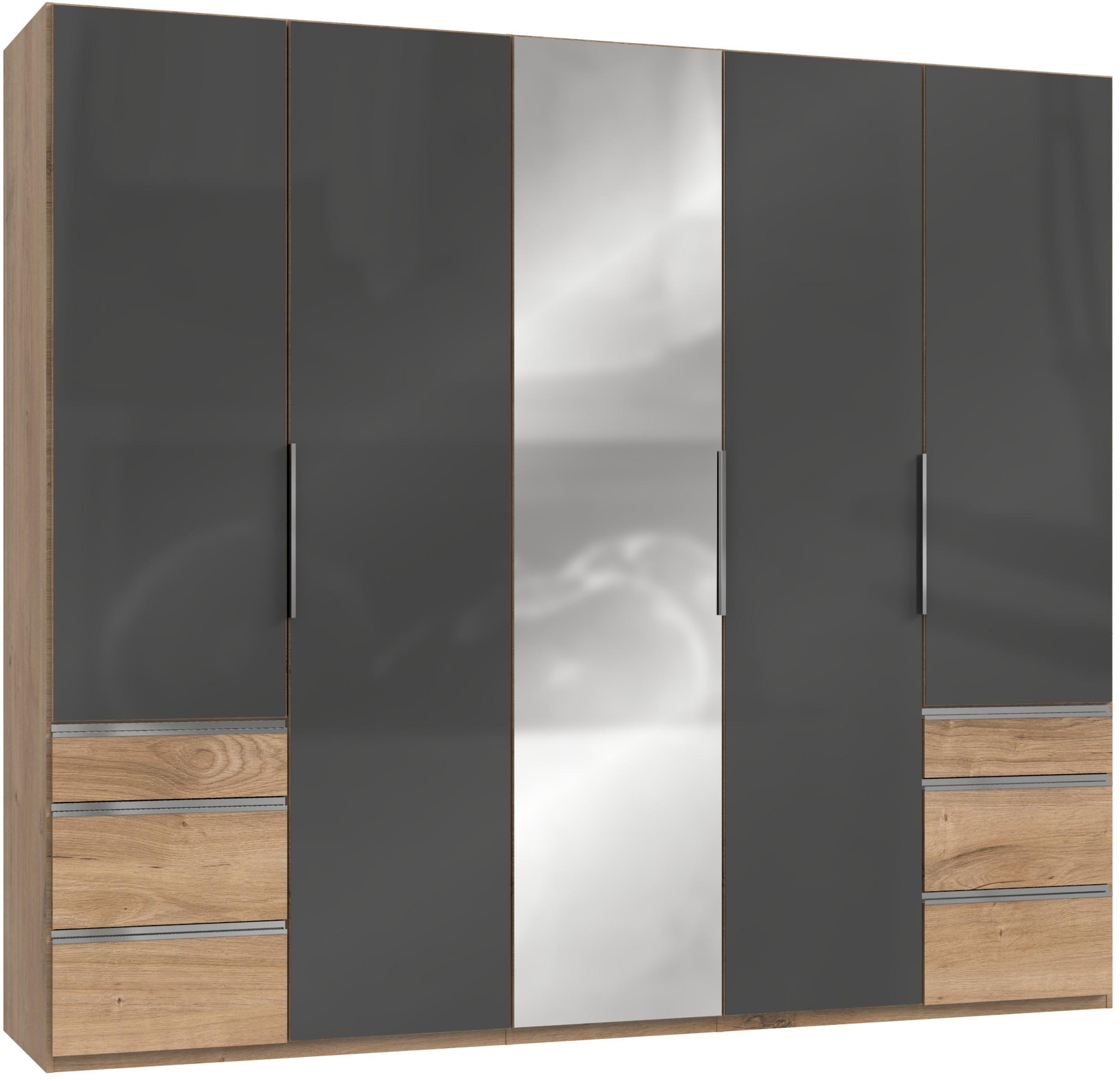 Drehtürenschrank 250cm Level, Grau/eiche Dekor - Eichefarben/Grau, MODERN, Glas/Holzwerkstoff (250/216/58cm) - MID.YOU