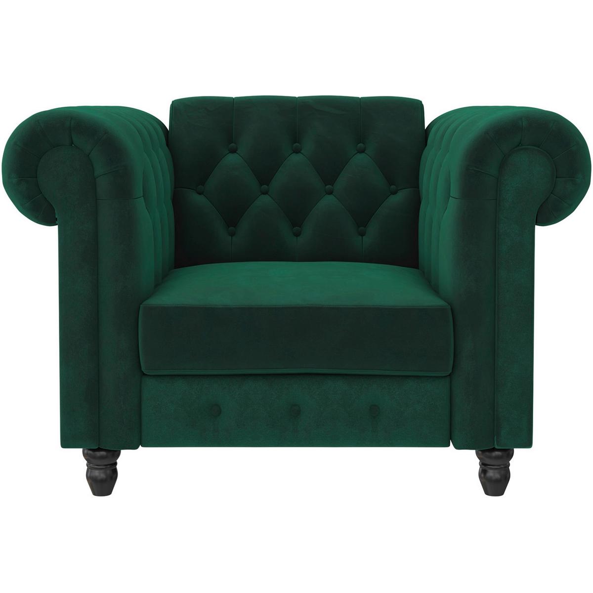 Sessel Firenze Dunkelgrün, Relaxfunktion - Dunkelgrün/Schwarz, Basics, Textil (111/83/87cm) - Livetastic