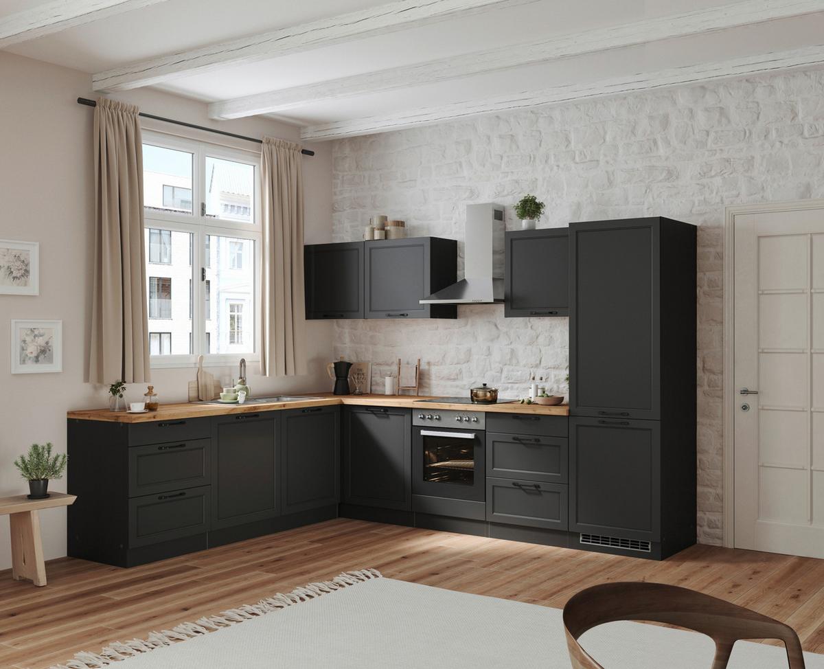 Eckküche Meran ohne Geräte 240x300 cm Grau/Eiche Dekor - Eiche Wotan/Grau, LIFESTYLE, Holzwerkstoff (240/300cm) - Held