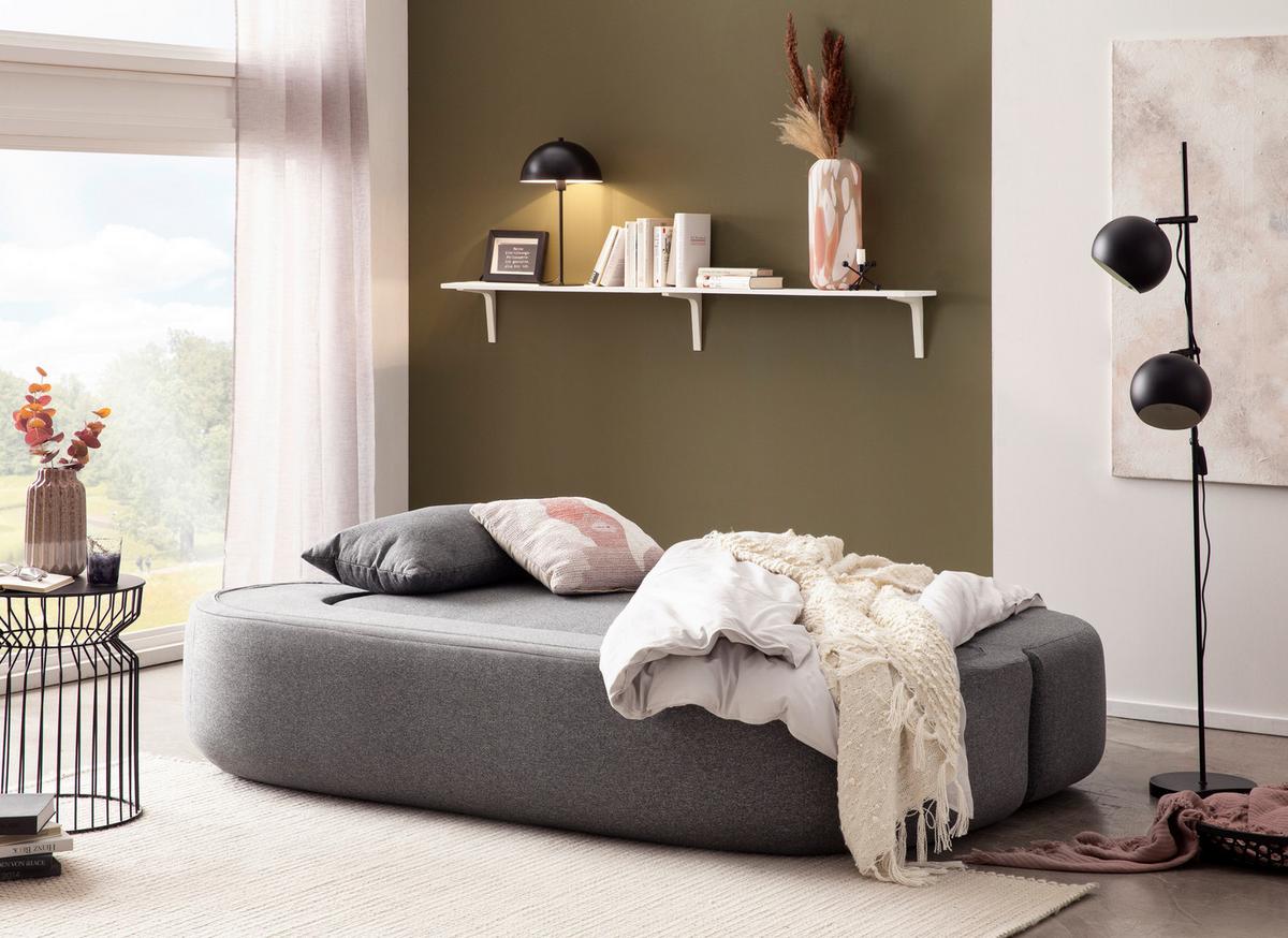 Schlafsofa Dunkelgrau B: 208 Cm - Dunkelgrau/Schwarz, Design, Textil (208/78/115cm) - MID.YOU